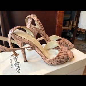 YSL Saint Laurent snake skin heels sandals 36.5